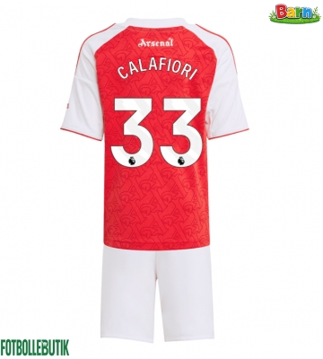Arsenal Riccardo Calafiori #33 Hemmaställ Barn 2025-26 Kortärmad (+ Korta byxor)